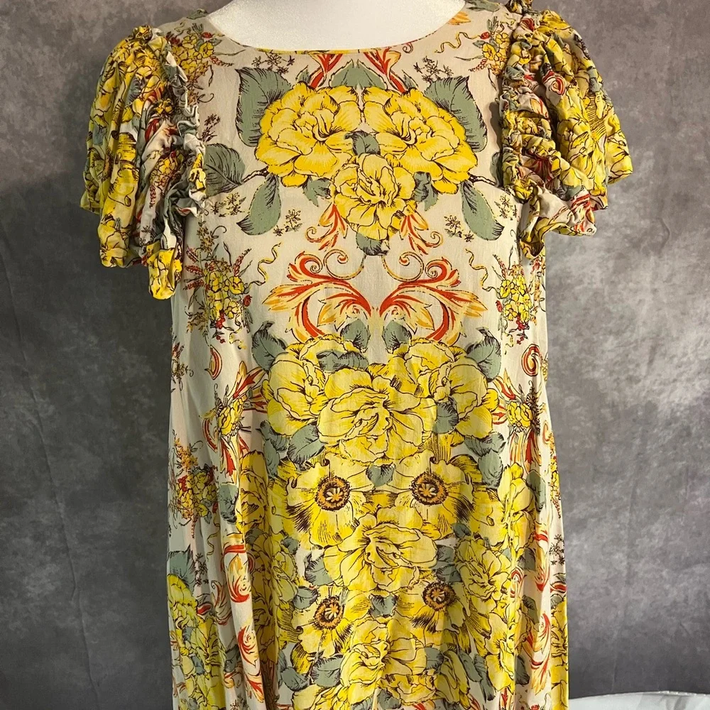 Free People Floral Yellow‎ Short Dress XS